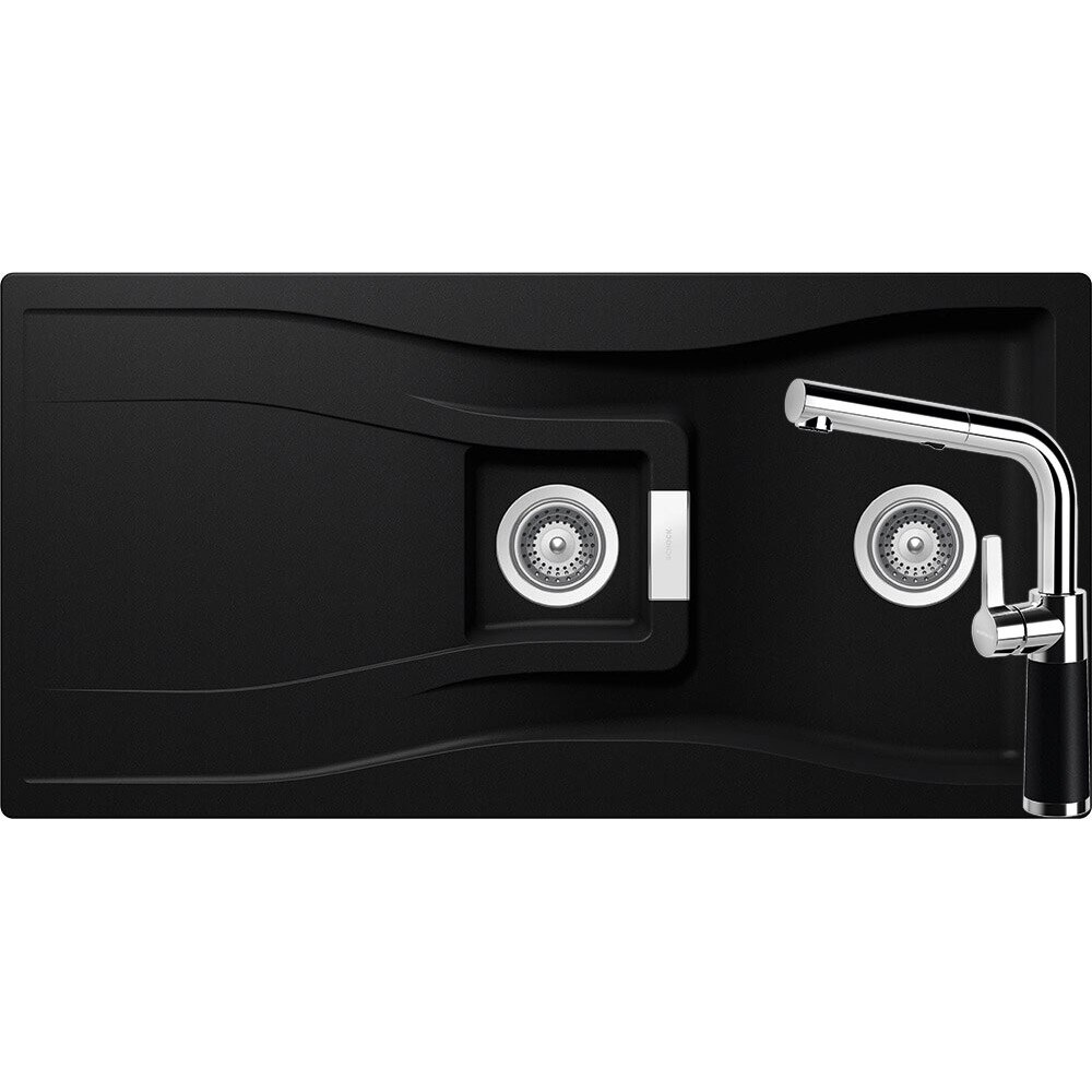 Kit chiuveta Schock Waterfall D-150 1000 x 500 mm si baterie Schock SC-540 cu Dus Extractibil Puro Cristadur