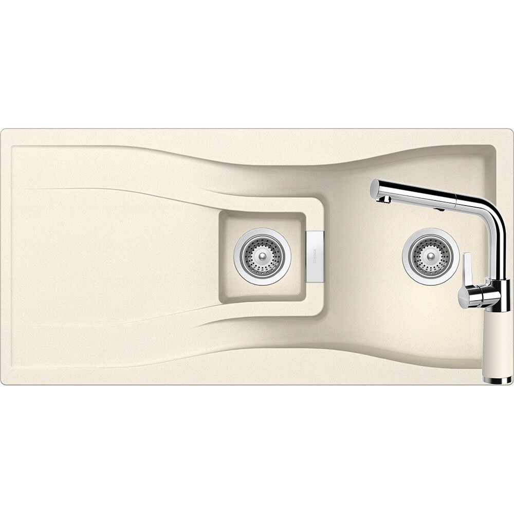 Kit chiuveta Schock Waterfall D-150 1000 x 500 mm si baterie Schock SC-540 cu Dus Extractibil Magnolia Cristadur
