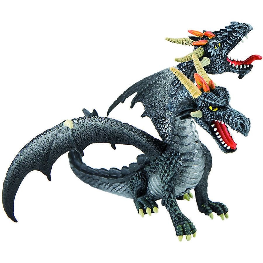 Figurina iMKⓇ Dragon negru cu doua capete, 13 cm, MGC