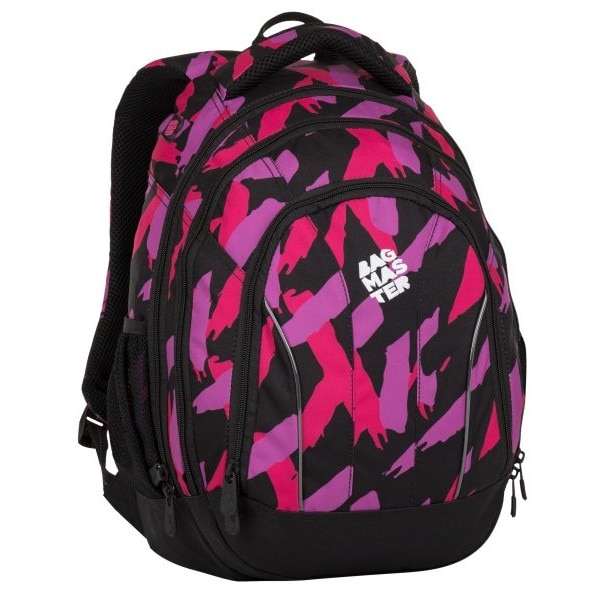 Rucsac Fete/Baieti, Bagmaster, SUPERNOVA 8 B, Negru/Roz/Violet, 3 Compartimente, 47 x 33 x 26 cm