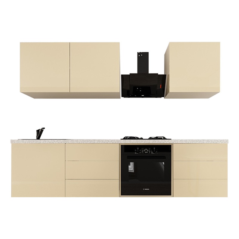 Set Mobila Bucatarie Modulara EVORA 6 , MDF CAPPUCCINO Lucios, 2.4 m