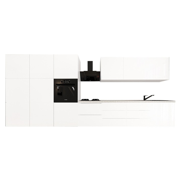 Set Mobila Bucatarie Modulara EVORA 7 , MDF ALB Lucios, 4.2 m