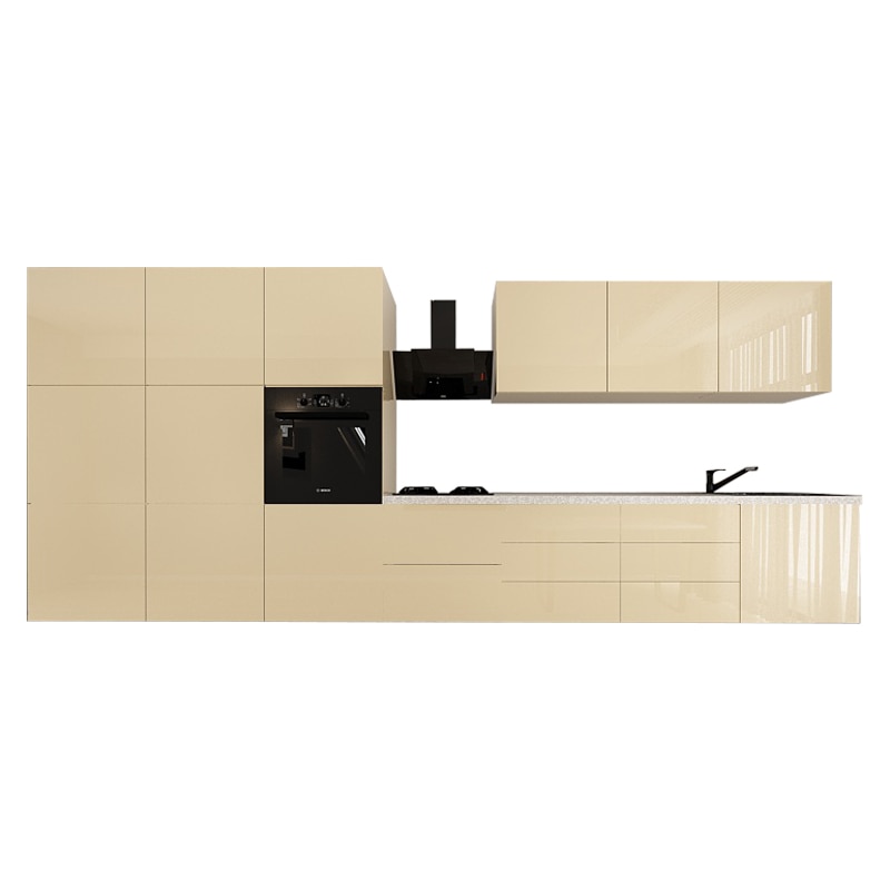 Set Mobila Bucatarie Modulara EVORA 7 , MDF CAPPUCCINO Lucios, 4.2 m