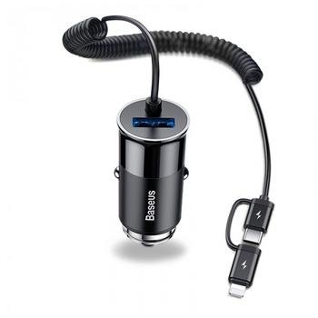 Incarcator Auto Baseus Enjoy Together 4.8 A + Cablu de date 2 in 1 lightning+usb c Incarcator Auto Baseus Enjoy Together 4.8 A + Cablu de date 2 in 1 lightning+usb c