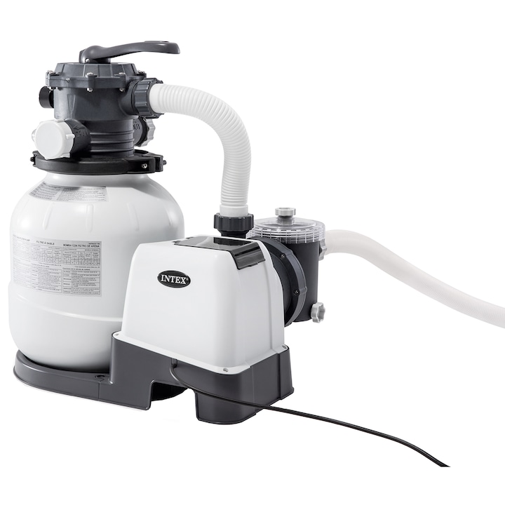 Sistem de filtrare cu nisip Krystal Clear SX2100 Intex 26646, 220-240 V, 7900 l/h debit apa, pentru piscine pana la 36 m3