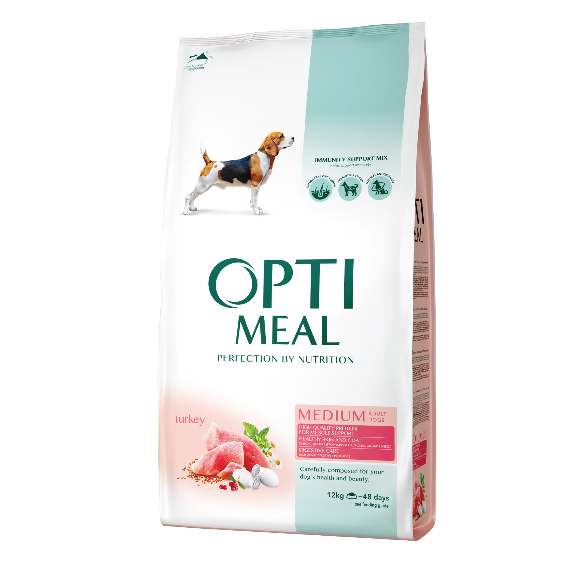 Hrana uscata pentru caini, Optimeal Adult talie medie, Curcan, 12kg