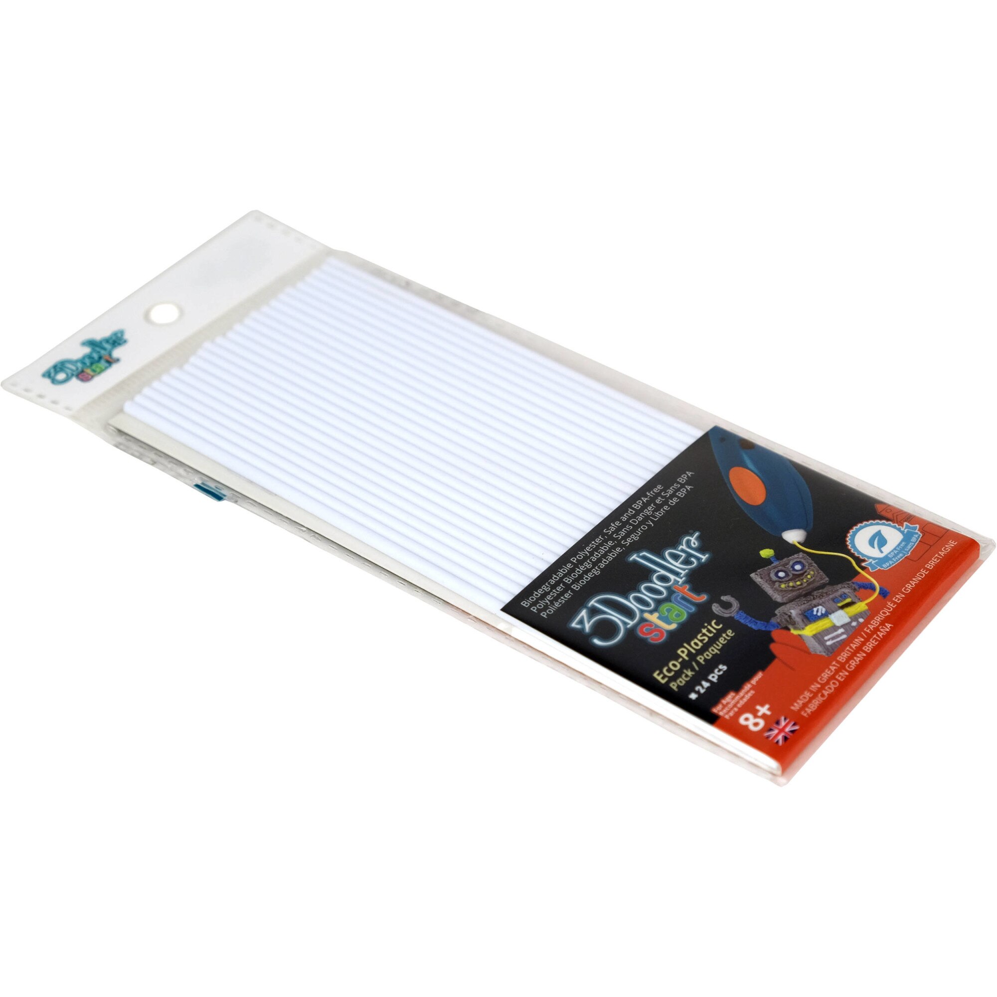 Filament eco pentru stilou , Sunen , 3Doodler , 24 bucati , alb ca zapada