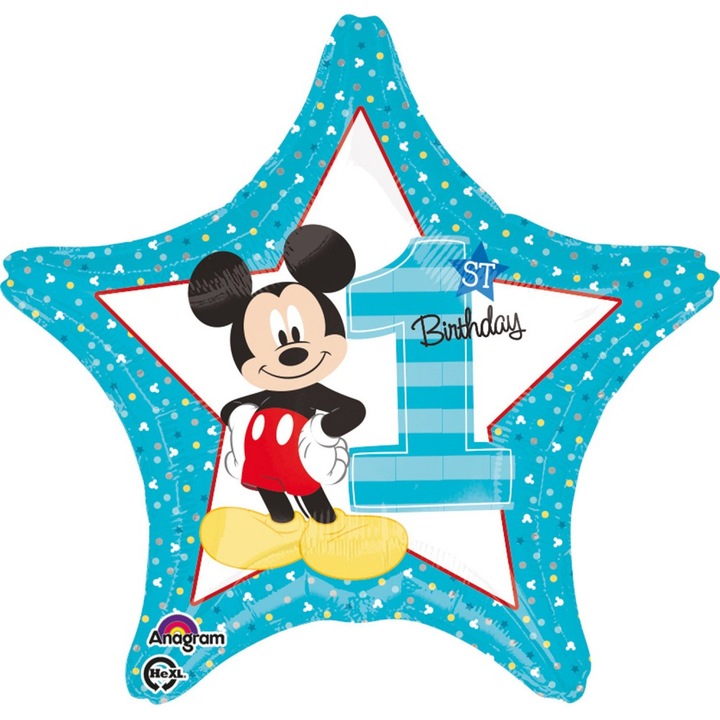 Balon folie stea ''Mickey 1st Birthday'', Anagram, Multicolor, 48cm