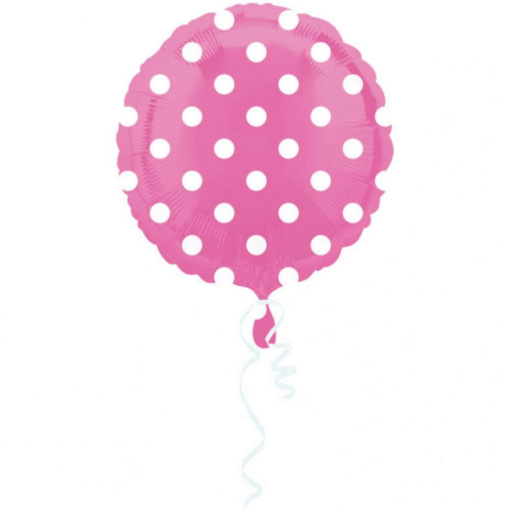 Balon folie metalizata, Anagram, Roz cu buline albe, 43cm
