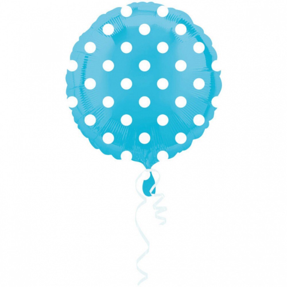Balon folie metalizata, Anagram, Bleu cu buline albe, 43cm