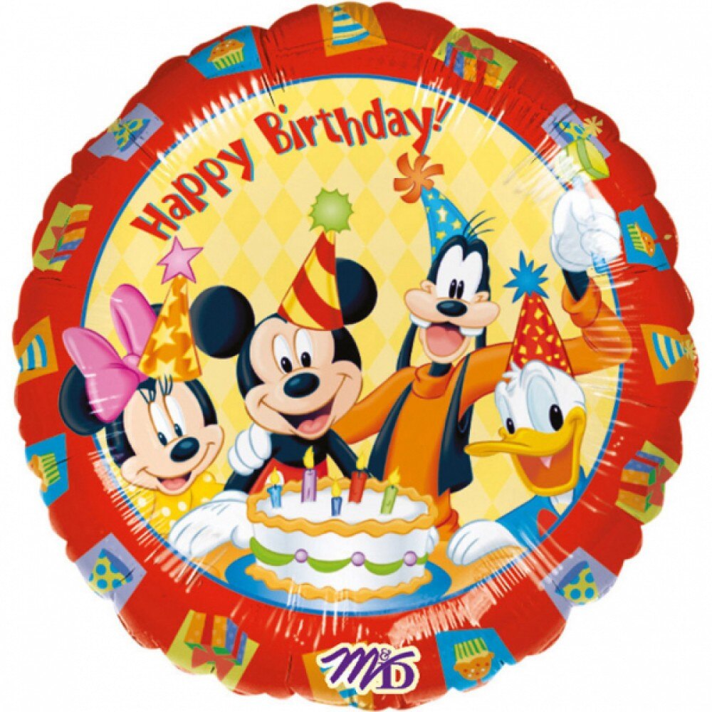 Balon folie metalizata, Mickey Happy Birthday, Anagram, Multicolor, 43cm