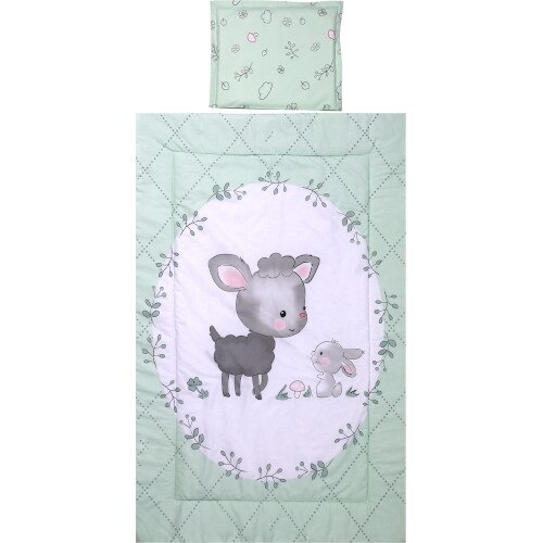 Set Lorelli Lenjerie Pat Bumbac Ranforce 3 Piese, Lamb Green