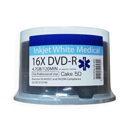 DVD-R 4.7Gb, 16X Printable White inkjet RiTEK Medical Line, 50 бр ...