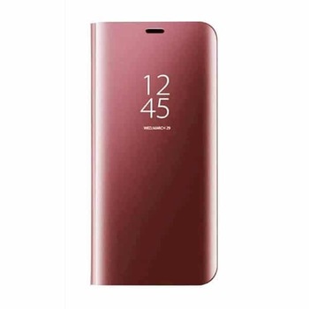 Husa Samsung Galaxy J8 - Flip Mirror tip Carte, Capac translucid, Rose Husa Samsung Galaxy J8 - Flip Mirror tip Carte, Capac translucid, Rose