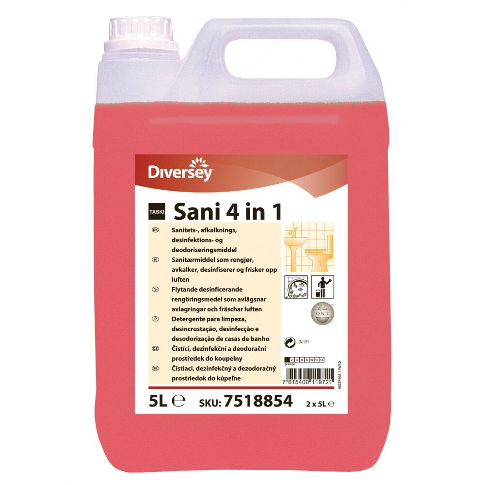 Detergent, detartrant, dezinfectant , dezodorizant profesional pentru grupuri sanitare TASKI Sani 4in1 5L