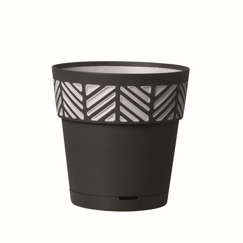 Ghiveci cu farfurie, diametru 25 cm grafit si gri, Orfeo Ghiveci cu farfurie, diametru 25 cm grafit si gri, Orfeo