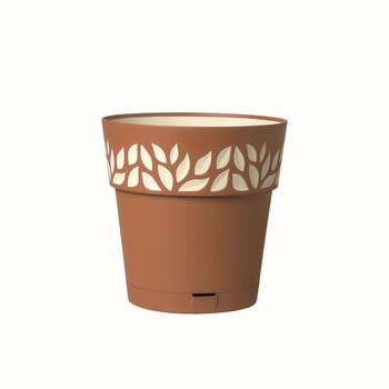 Ghiveci cu farfurie, Cloe, diametru 25 cm teracota si crem Ghiveci cu farfurie, Cloe, diametru 25 cm teracota si crem