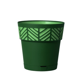 Ghiveci cu farfurie, Orfeo, diametru 15 cm, verde inchis si verde opal Ghiveci cu farfurie, Orfeo, diametru 15 cm, verde inchis si verde opal