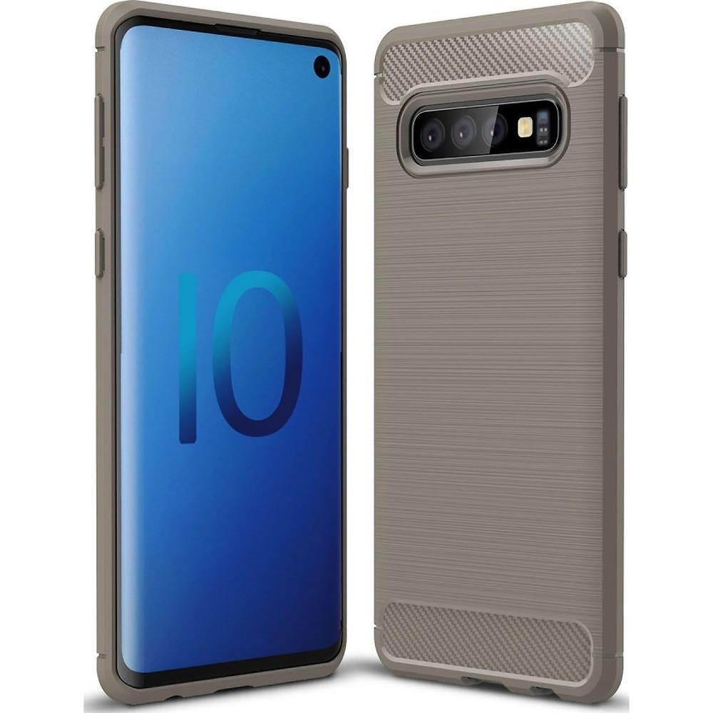Husa protectie spate carbon, soft silicon, pentru Samsung Galaxy S10 capac de protectie, carcasa, bumper, Gri, BBL692