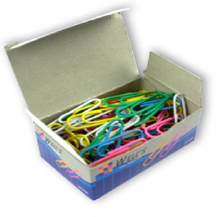 Agrafe Metalice Colorate EVOffice 33 mm, 100 Buc/Bax - Agrafe de Birou pentru Hartie, Clipsuri si Cleme Metalice