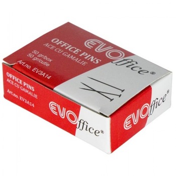 Ace cu Gamalie EVOffice 25 mm, Cantitate 50 g/Cutie - Bolduri cu Gamalie pentru Prinderea Notitelor si Hartiilor Ace cu Gamalie EVOffice 25 mm, Cantitate 50 g/Cutie - Bolduri cu Gamalie pentru Prinderea Notitelor si Hartiilor