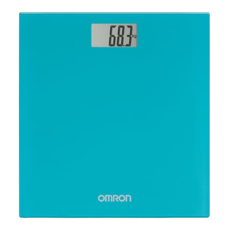 Cantar super slim Omron HN-289-E, 150 kg, Sticla securizata, Display LCD, pentru adulti si bebelusi, Albastru