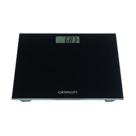 Cantar super slim Omron HN-289-E, 150 kg, Sticla securizata, Display LCD, pentru adulti si bebelusi, Negru