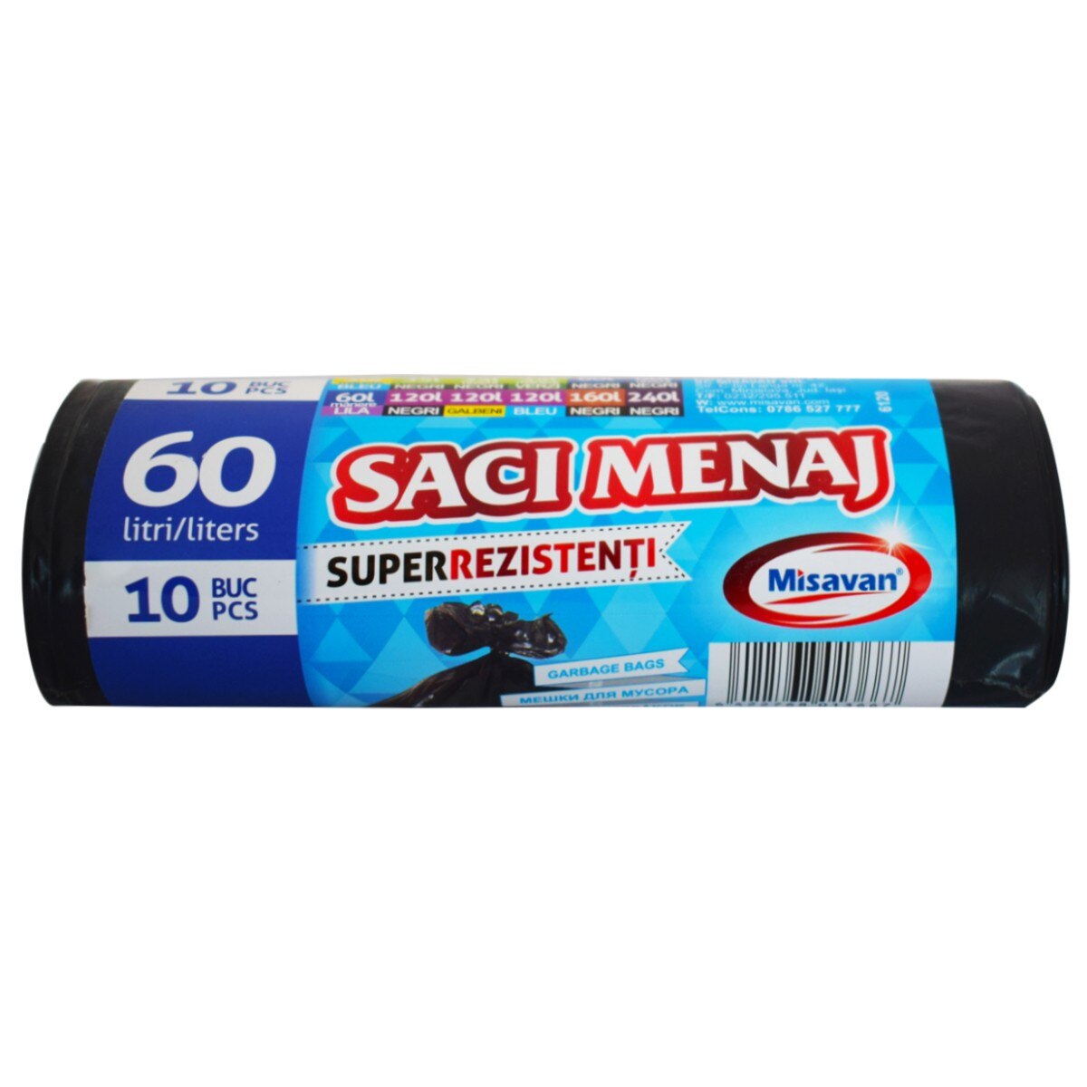 Saci menajeri rezistenti, Misavan, negri, 60L, 10 buc