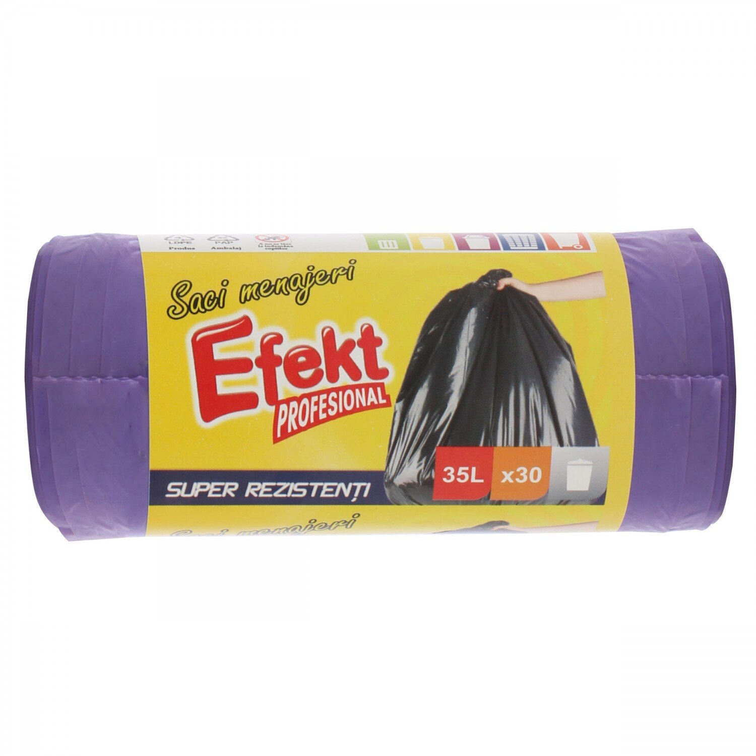 Saci menajeri super rezistenti, Efekt, 35L, mov, 30 buc