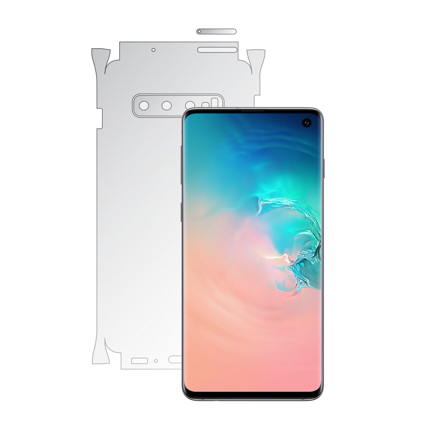 Folie Protectie Spate Invisible Skinz UHD AutoRegeneranta pentru Samsung Galaxy S10 - Folie Siliconica Ultra-Clear cu taiere 360 Cut pentru Carcasa Spate si Laterale, Skin Adeziv Transparent, Edge to Edge Full Case Cover