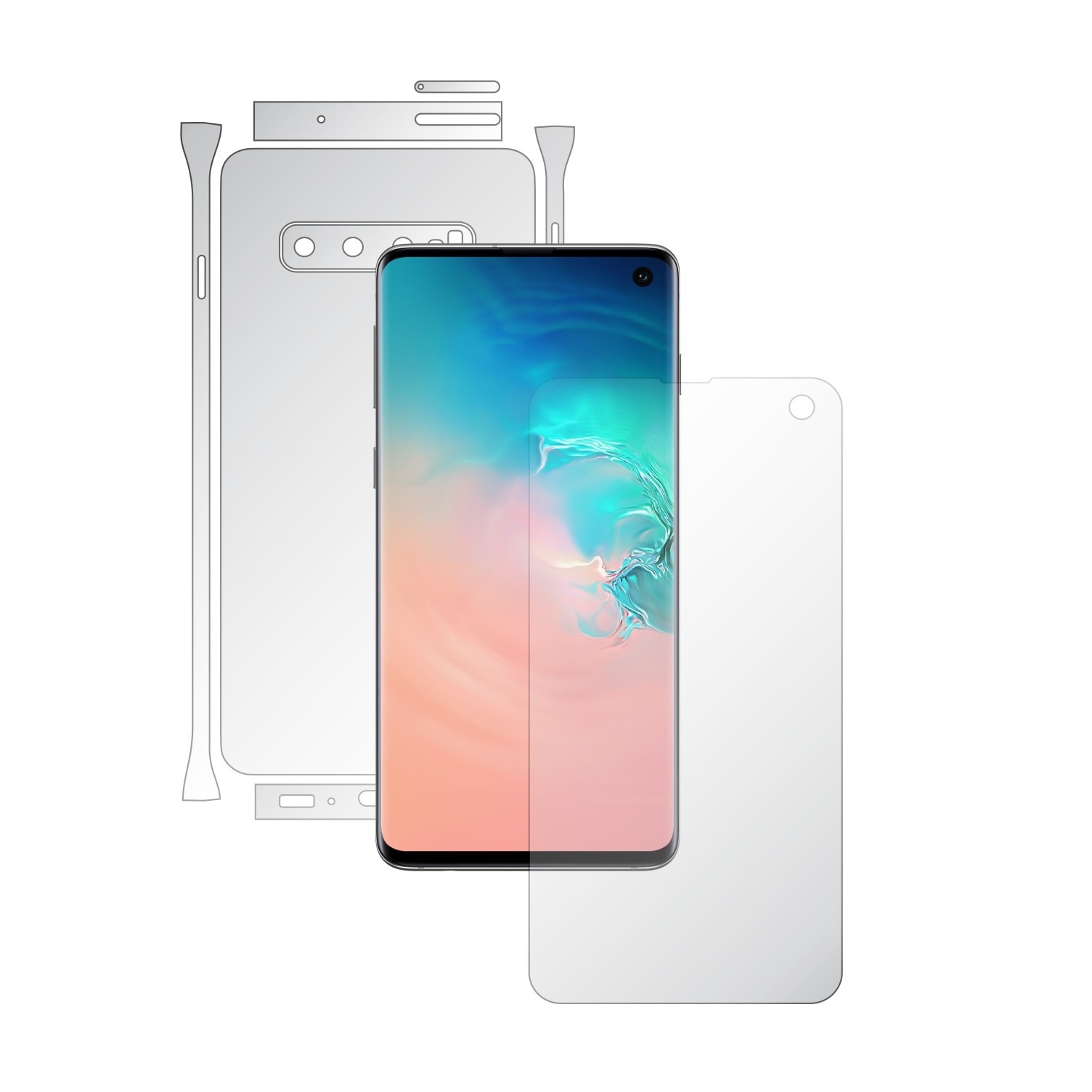 Folie Full Body Invisible Skinz UHD AutoRegeneranta pentru Samsung Galaxy S10 - Folie Protectie Siliconica Ultra-Clear cu taiere Split Cut pentru Ecran, Carcasa Spate si Laterale, Skin Adeziv Transparent, Edge to Edge Cover