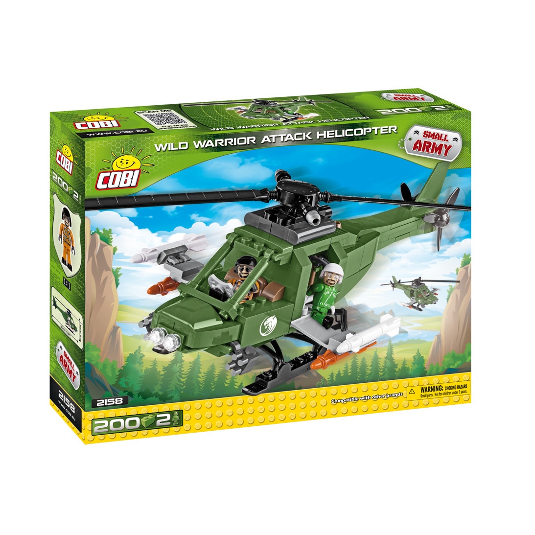 Set de constructie Cobi, Small Army, Elicopter de atac Wild Warrior (200pcs)