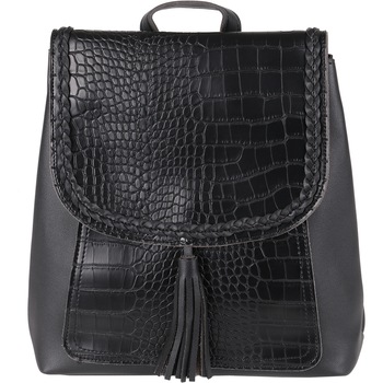 Rucsac dama, piele ecologica, cu detaliu impletitura si ciucure, ROCS, YF-525BK Negru Rucsac dama, piele ecologica, cu detaliu impletitura si ciucure, ROCS, YF-525BK Negru