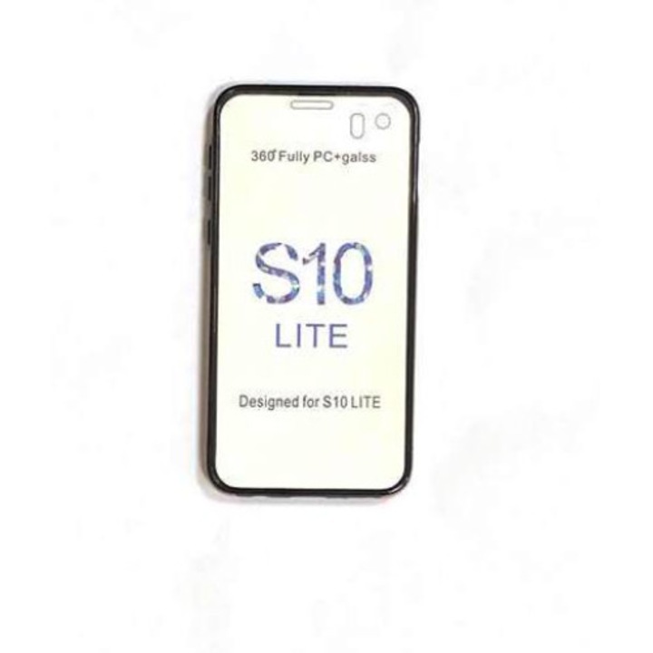 360 Градуса Ultra Slim Силиконов/Пластмаса калъф Samsung S10 Lite, Прозрачно силиконово лице/ЗлатенPVC гръб, тъчскрийн