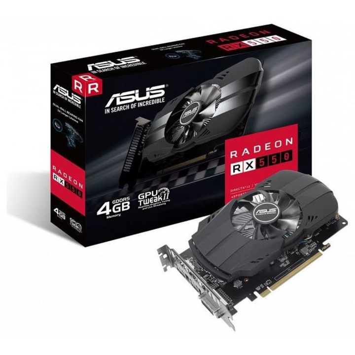 Videokártya Asus AMD Radeon RX550 Active, 4 GB GDDR5, 128 bit, PCI Express 3.0, HDMI, DVI, DP