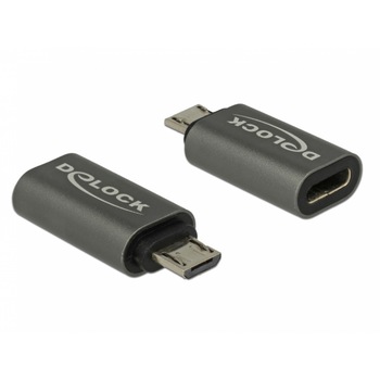 Adaptor micro USB la USB tip C 2.0 M-T Antracit, Delock 65927 Adaptor micro USB la USB tip C 2.0 M-T Antracit, Delock 65927
