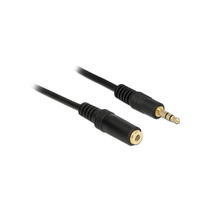 Delock Stereo Jack hosszabbító kábel 3.5 mm 3 pin apa > anya 2 m fekete (DL-83766)