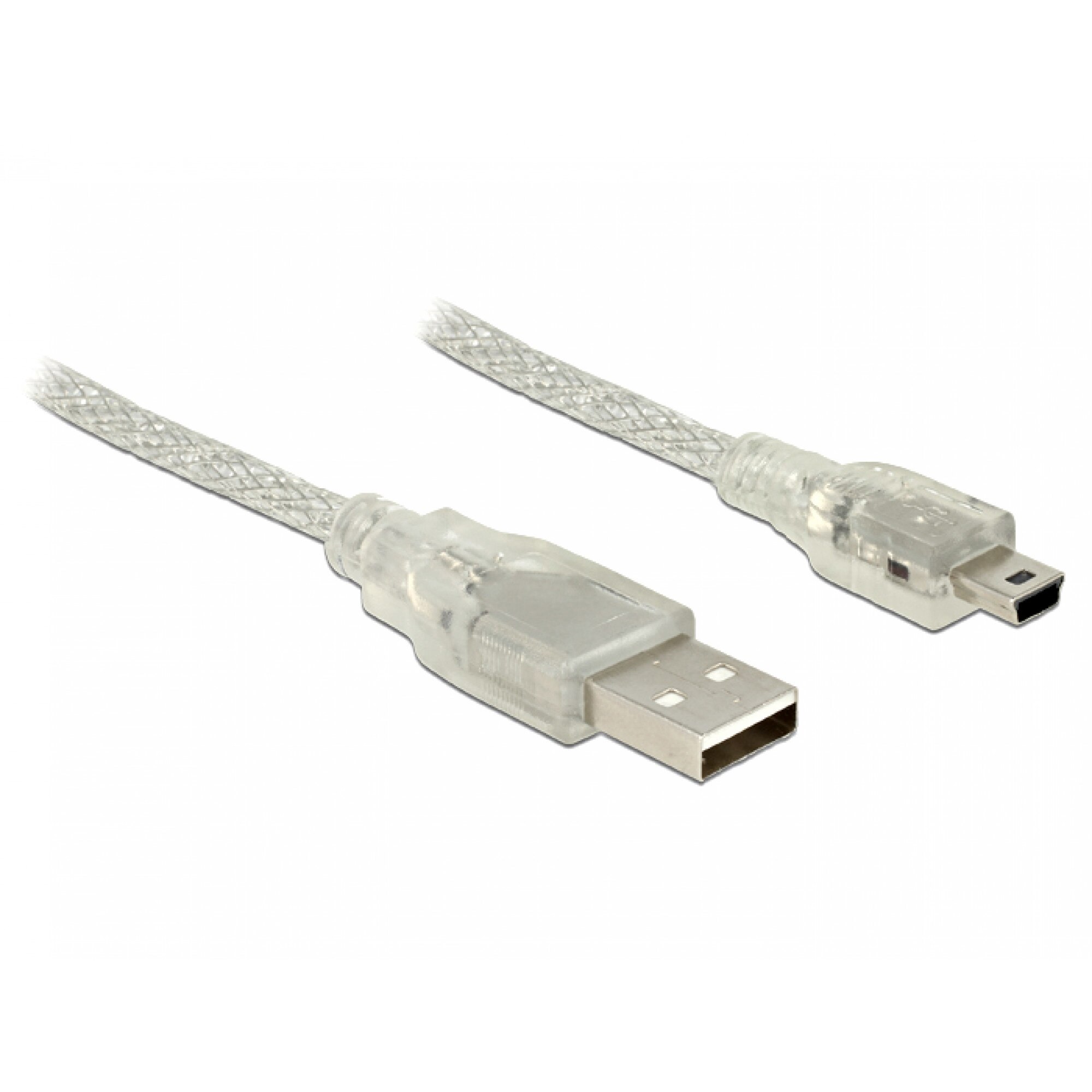 Cablu USB la mini USB-B 0.5m transparent, Delock 83904