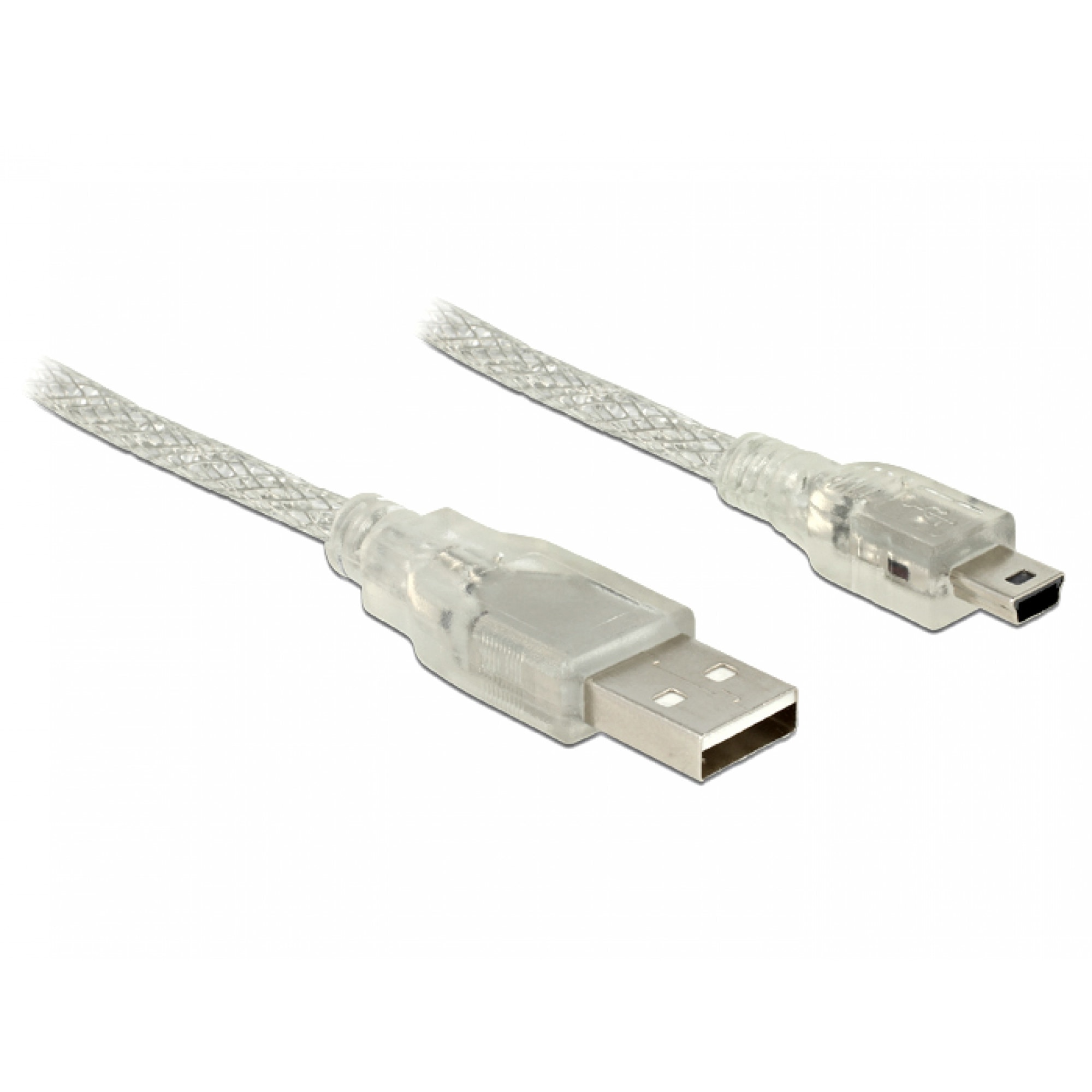 Cablu USB la mini USB-B 2.0 1.5m transparent, Delock 83906