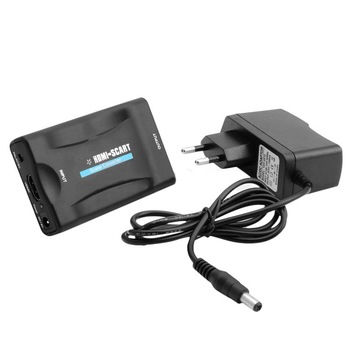 Adaptor convertor HDMI la SCART cu alimentare 5V 2A, compatibil laptop, PC, TV Box, PS3/PS4/XBOX, DVD, TV, 1080p, negru Adaptor convertor HDMI la SCART cu alimentare 5V 2A, compatibil laptop, PC, TV Box, PS3/PS4/XBOX, DVD, TV, 1080p, negru