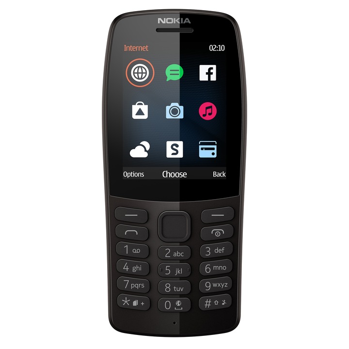Nokia 210 Mobiltelefon, Kártyafüggetlen, Dual SIM, Fekete