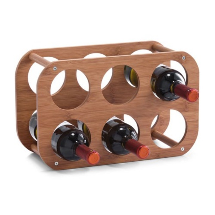 Suport sticle vin Zeller, bambus, 36x16x24 cm