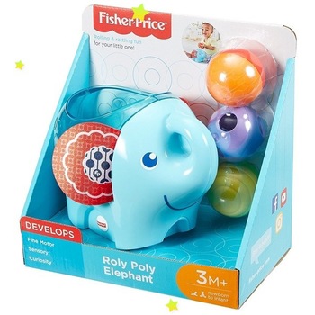 Joc educativ Mattel Fisher Price Elefant cu Bile, Zola®, albastru Joc educativ Mattel Fisher Price Elefant cu Bile, Zola®, albastru