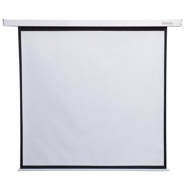 Ecran de proiectie 4world electric pe perete,telecomanda, 203x152 (4:3) alb mat