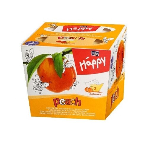 Batiste de hartie aromate pentru copii Bella happy 2 culori Piersica 80 buc