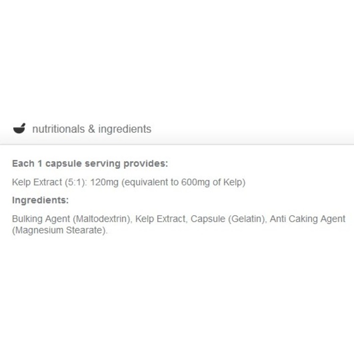 Хранителна добавка Myvitamins Total Kelp Extract 600мг, 120 caps