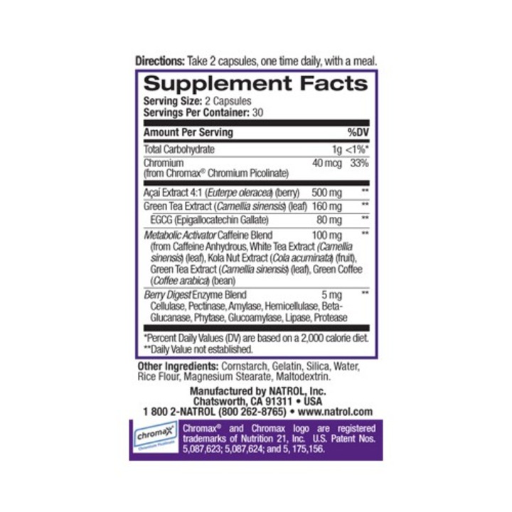 Хранителна добавка Natrol AcaiBerry Diet, 60 caps