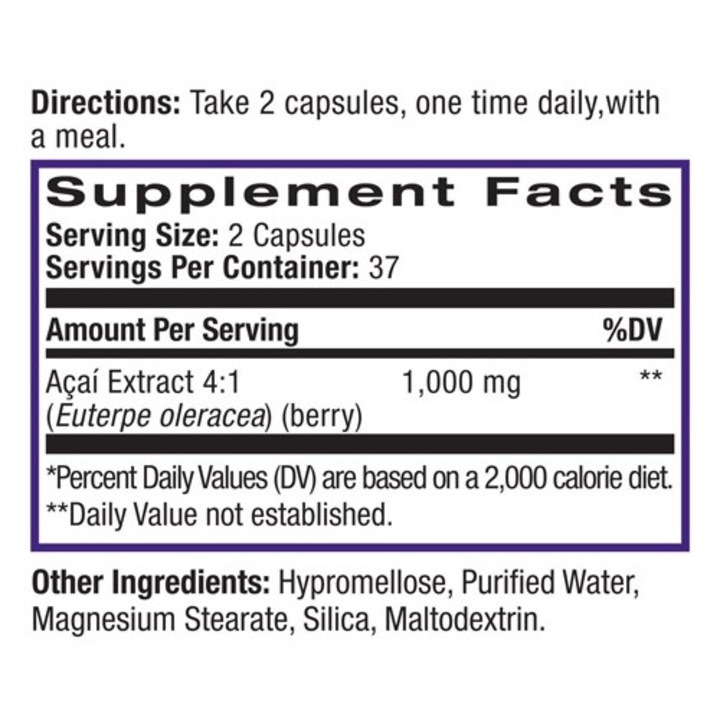 Хранителна добавка Natrol AcaiBerry 1000mg, 60 vcaps + 15 ПОДАРЪК