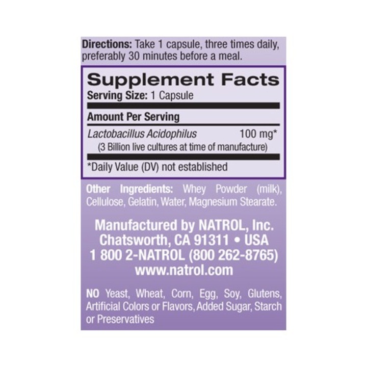 Хранителна добавка Natrol Acidophilus Probiotic 100мг, 150 caps