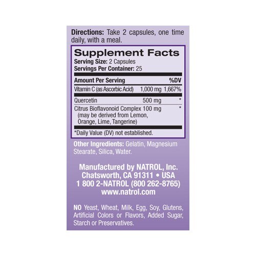 Хранителна добавка Natrol Quercetin 500mg, 50 caps eMAG.bg